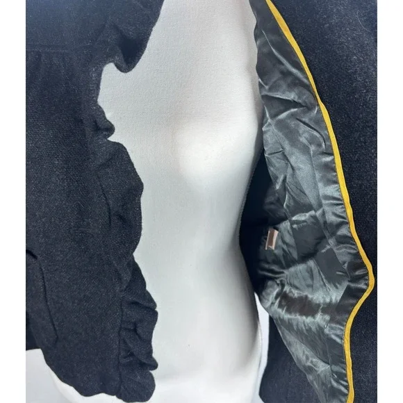 J CREW Jacket 100% Wool Ruffles‎ Preppy Black Academia Womens Sz 0 XS/Small - Picture 11 of 11